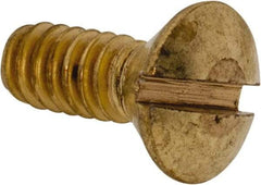 Value Collection - #10-24 UNC, 1/2" OAL Slotted Drive Machine Screw - Oval Head, Brass, Uncoated, Without Washer - Eagle Tool & Supply