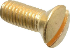 Value Collection - #10-32 UNF, 1/2" OAL Slotted Drive Machine Screw - Oval Head, Brass, Uncoated, Without Washer - Eagle Tool & Supply