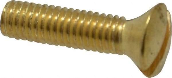 Value Collection - #10-32 UNF, 3/4" OAL Slotted Drive Machine Screw - Oval Head, Brass, Uncoated, Without Washer - Eagle Tool & Supply