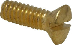 Value Collection - 1/4-20 UNC, 3/4" OAL Slotted Drive Machine Screw - Oval Head, Brass, Uncoated, Without Washer - Eagle Tool & Supply