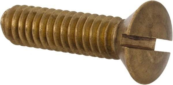 Value Collection - 1/4-20 UNC, 1" OAL Slotted Drive Machine Screw - Oval Head, Brass, Uncoated, Without Washer - Eagle Tool & Supply
