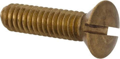 Value Collection - 1/4-20 UNC, 1" OAL Slotted Drive Machine Screw - Oval Head, Brass, Uncoated, Without Washer - Eagle Tool & Supply
