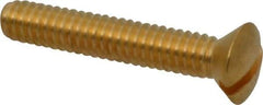 Value Collection - 1/4-20 UNC, 1-1/2" OAL Slotted Drive Machine Screw - Oval Head, Brass, Uncoated, Without Washer - Eagle Tool & Supply