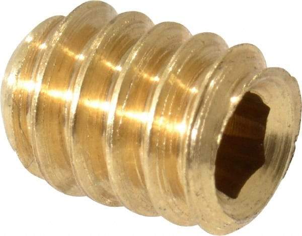 Value Collection - #10-24 UNC, 1/4" OAL, Cup Point Set Screw - Brass, 3/32" Key - Eagle Tool & Supply