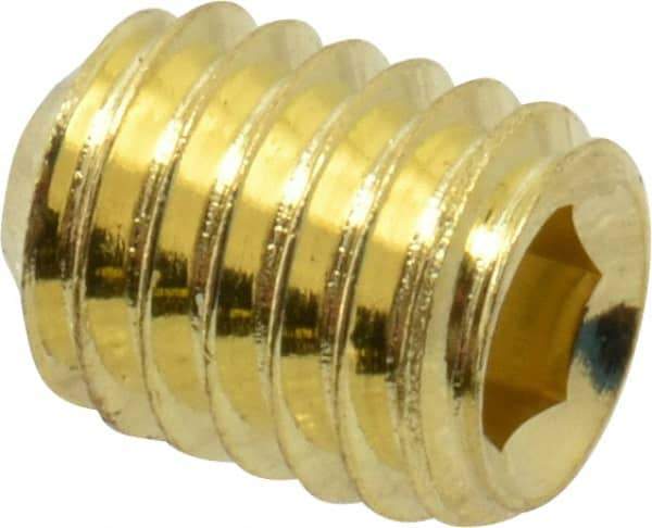 Value Collection - #10-32 UNF, 1/4" OAL, Cup Point Set Screw - Brass, 3/32" Key - Eagle Tool & Supply