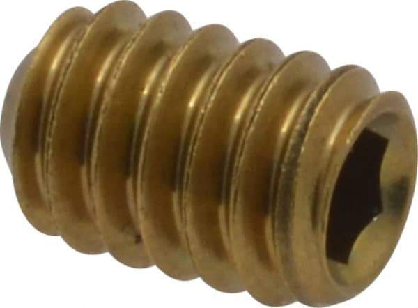 Value Collection - 1/4-20 UNC, 3/8" OAL, Cup Point Set Screw - Brass, 1/8" Key - Eagle Tool & Supply