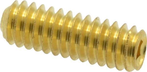 Value Collection - 1/4-20 UNC, 3/4" OAL, Cup Point Set Screw - Brass, 1/8" Key - Eagle Tool & Supply