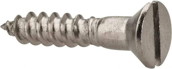 Value Collection - #6, 3/4" OAL, Slotted Drive, Flat Head Wood Screw - Stainless Steel, Grade 18-8 - Eagle Tool & Supply