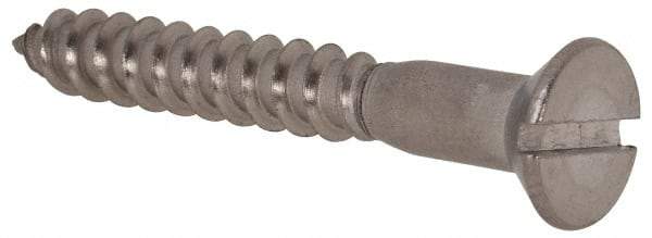 Value Collection - #10, 1-1/2" OAL, Slotted Drive, Flat Head Wood Screw - Stainless Steel, Grade 18-8 - Eagle Tool & Supply