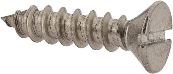 Value Collection - #12, 1" OAL, Slotted Drive, Flat Head Wood Screw - Stainless Steel, Grade 18-8 - Eagle Tool & Supply