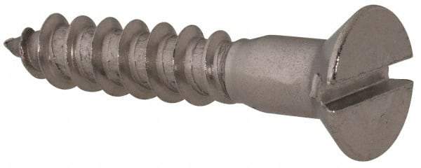 Value Collection - #12, 1-1/4" OAL, Slotted Drive, Flat Head Wood Screw - Stainless Steel, Grade 18-8 - Eagle Tool & Supply