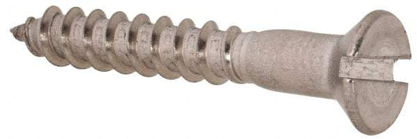 Value Collection - #12, 1-1/2" OAL, Slotted Drive, Flat Head Wood Screw - Stainless Steel, Grade 18-8 - Eagle Tool & Supply