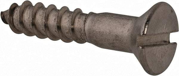 Value Collection - #14, 1-1/4" OAL, Slotted Drive, Flat Head Wood Screw - Stainless Steel, Grade 18-8 - Eagle Tool & Supply