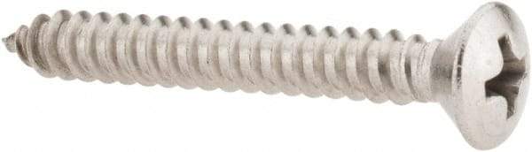 Value Collection - #10 Oval Head Phillips Sheet Metal Screw - Stainless Steel, 1-1/2" OAL, Grade 18-8 - Eagle Tool & Supply