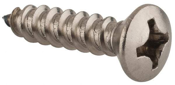 Value Collection - #12 Oval Head Phillips Sheet Metal Screw - Stainless Steel, 1" OAL, Grade 18-8 - Eagle Tool & Supply