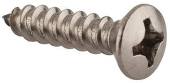 Value Collection - #12 Oval Head Phillips Sheet Metal Screw - Stainless Steel, 1" OAL, Grade 18-8 - Eagle Tool & Supply