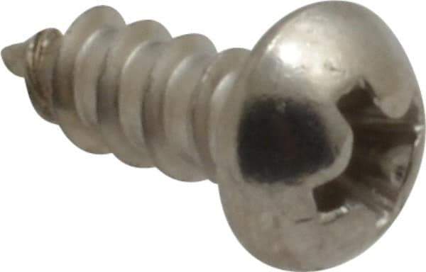 Value Collection - #6 Round Head Phillips Sheet Metal Screw - Stainless Steel, 3/8" Length Under Head, Grade 18-8 - Eagle Tool & Supply