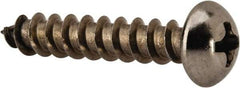 Value Collection - #10 Round Head Phillips Sheet Metal Screw - Stainless Steel, 1" Length Under Head, Grade 18-8 - Eagle Tool & Supply