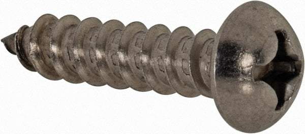 Value Collection - #12 Round Head Phillips Sheet Metal Screw - Stainless Steel, 1" Length Under Head, Grade 18-8 - Eagle Tool & Supply