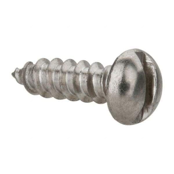 Value Collection - #6 Round Head Slotted Sheet Metal Screw - Stainless Steel, 1/2" Length Under Head, Grade 18-8 - Eagle Tool & Supply