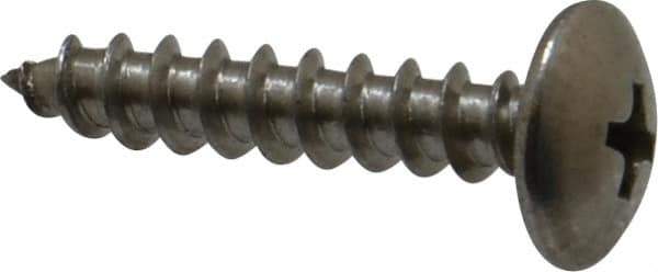 Value Collection - #10 Truss Head Slotted Sheet Metal Screw - Stainless Steel, 1" Length Under Head, Grade 18-8 - Eagle Tool & Supply