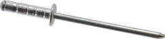 RivetKing - Size 43-45 Dome Head Aluminum Multi Grip Blind Rivet - Steel Mandrel, 0.196" to 0.33" Grip, 1/4" Head Diam, 0.129" to 0.133" Hole Diam, 0.586" Length Under Head, 1/8" Body Diam - Eagle Tool & Supply