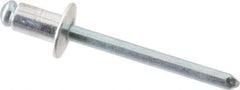 RivetKing - Size 62 Dome Head Aluminum Open End Blind Rivet - Steel Mandrel, 0.02" to 1/8" Grip, 3/8" Head Diam, 0.192" to 0.196" Hole Diam, 0.325" Length Under Head, 3/16" Body Diam - Eagle Tool & Supply