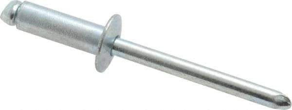 RivetKing - Size 66 Dome Head Steel Open End Blind Rivet - Steel Mandrel, 0.251" to 3/8" Grip, 3/8" Head Diam, 0.192" to 0.196" Hole Diam, 0.575" Length Under Head, 3/16" Body Diam - Eagle Tool & Supply