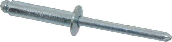 RivetKing - Size 610 Dome Head Steel Open End Blind Rivet - Steel Mandrel, 0.501" to 5/8" Grip, 3/8" Head Diam, 0.192" to 0.196" Hole Diam, 0.825" Length Under Head, 3/16" Body Diam - Eagle Tool & Supply