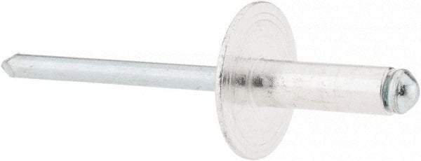 RivetKing - Size 66 Large Flange Dome Head Aluminum Open End Blind Rivet - Steel Mandrel, 0.251" to 3/8" Grip, 5/8" Head Diam, 0.192" to 0.196" Hole Diam, 0.575" Length Under Head, 3/16" Body Diam - Eagle Tool & Supply