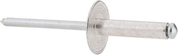 RivetKing - Size 610 Large Flange Dome Head Aluminum Open End Blind Rivet - Steel Mandrel, 0.501" to 5/8" Grip, 5/8" Head Diam, 0.192" to 0.196" Hole Diam, 0.825" Length Under Head, 3/16" Body Diam - Eagle Tool & Supply