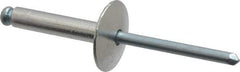 RivetKing - Size 612 Large Flange Dome Head Aluminum Open End Blind Rivet - Steel Mandrel, 0.626" to 3/4" Grip, 5/8" Head Diam, 0.192" to 0.196" Hole Diam, 0.95" Length Under Head, 3/16" Body Diam - Eagle Tool & Supply