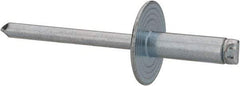 RivetKing - Size 66 Large Flange Dome Head Steel Open End Blind Rivet - Steel Mandrel, 0.251" to 3/8" Grip, 5/8" Head Diam, 0.192" to 0.196" Hole Diam, 0.575" Length Under Head, 3/16" Body Diam - Eagle Tool & Supply