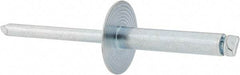 RivetKing - Size 612 Large Flange Dome Head Steel Open End Blind Rivet - Steel Mandrel, 0.626" to 3/4" Grip, 5/8" Head Diam, 0.192" to 0.196" Hole Diam, 0.95" Length Under Head, 3/16" Body Diam - Eagle Tool & Supply