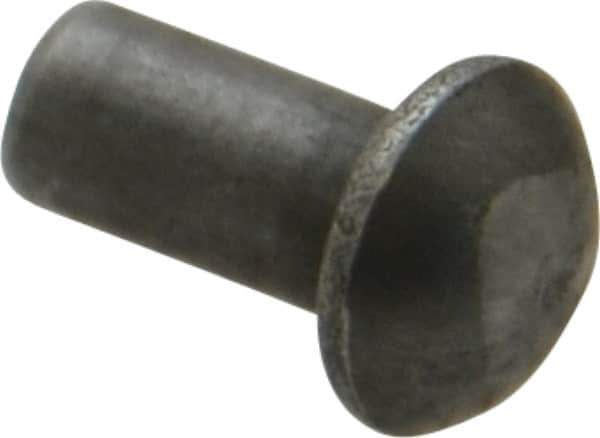 RivetKing - 3/16" Body Diam, Round Uncoated Steel Solid Rivet - 3/8" Length Under Head - Eagle Tool & Supply