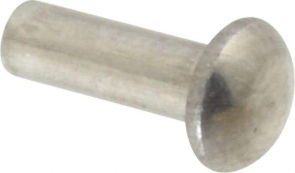 RivetKing - 1/8" Body Diam, Round Aluminum Solid Rivet - 3/8" Length Under Head, Grade 1100F - Eagle Tool & Supply