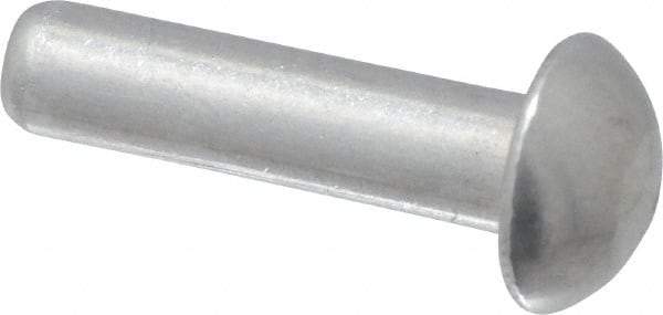 RivetKing - 1/8" Body Diam, Round Uncoated Aluminum Solid Rivet - 1/2" Length Under Head, Grade 1100F - Eagle Tool & Supply