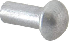 RivetKing - 5/32" Body Diam, Round Uncoated Aluminum Solid Rivet - 3/8" Length Under Head, Grade 1100F - Eagle Tool & Supply