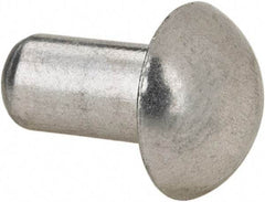 RivetKing - 3/16" Body Diam, Round Uncoated Aluminum Solid Rivet - 3/8" Length Under Head, Grade 1100F - Eagle Tool & Supply