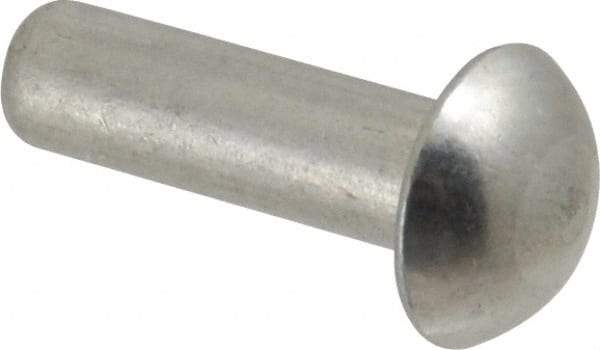 RivetKing - 3/16" Body Diam, Round Aluminum Solid Rivet - 5/8" Length Under Head, Grade 1100F - Eagle Tool & Supply