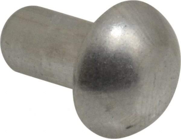 RivetKing - 1/4" Body Diam, Round Uncoated Aluminum Solid Rivet - 1/2" Length Under Head, Grade 1100F - Eagle Tool & Supply