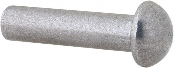 RivetKing - 1/4" Body Diam, Round Uncoated Aluminum Solid Rivet - 1" Length Under Head, Grade 1100F - Eagle Tool & Supply