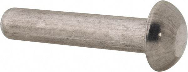 RivetKing - 1/4" Body Diam, Round Uncoated Aluminum Solid Rivet - 1-1/4" Length Under Head, Grade 1100F - Eagle Tool & Supply