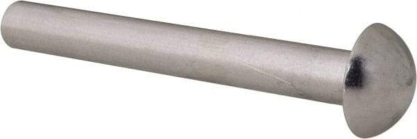 RivetKing - 1/4" Body Diam, Round Aluminum Solid Rivet - 2" Length Under Head, Grade 1100F - Eagle Tool & Supply