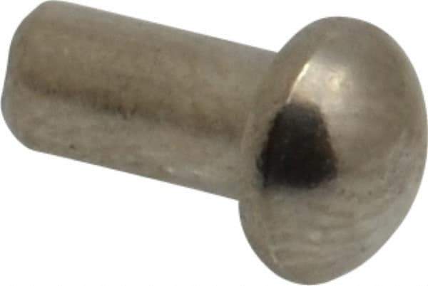 RivetKing - 1/8" Body Diam, Round Uncoated Stainless Steel Solid Rivet - 1/4" Length Under Head, Grade 18-8 - Eagle Tool & Supply