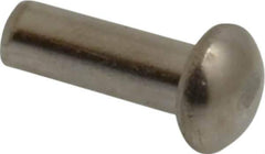 RivetKing - 1/8" Body Diam, Round Uncoated Stainless Steel Solid Rivet - 3/8" Length Under Head, Grade 18-8 - Eagle Tool & Supply