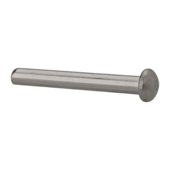 RivetKing - 1/8" Body Diam, Round Uncoated Stainless Steel Solid Rivet - 1" Length Under Head, Grade 18-8 - Eagle Tool & Supply