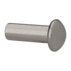 RivetKing - 3/16" Body Diam, Round Uncoated Stainless Steel Solid Rivet - 1/2" Length Under Head, Grade 18-8 - Eagle Tool & Supply