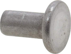 RivetKing - 1/8" Body Diam, Flat Uncoated Steel Solid Rivet - 1/4" Length Under Head - Eagle Tool & Supply