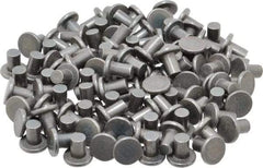 RivetKing - 1/4" Body Diam, Flat Steel Solid Rivet - 3/8" Length Under Head - Eagle Tool & Supply